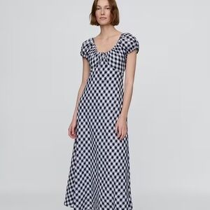 Gap - Gap × DÔEN 100% Linen Gingham Midi Dress. Size small